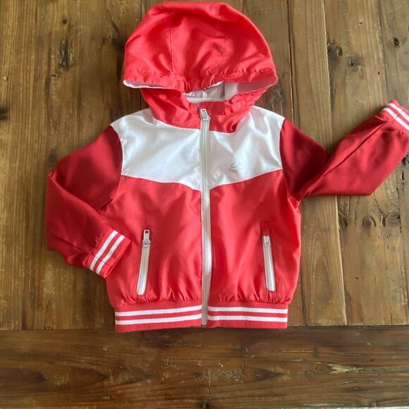 Reebok Hooded Warm Up Track Jacket Peach Multicolor Zip Up Coat Toddler Size 4T - Picture 11 of 11